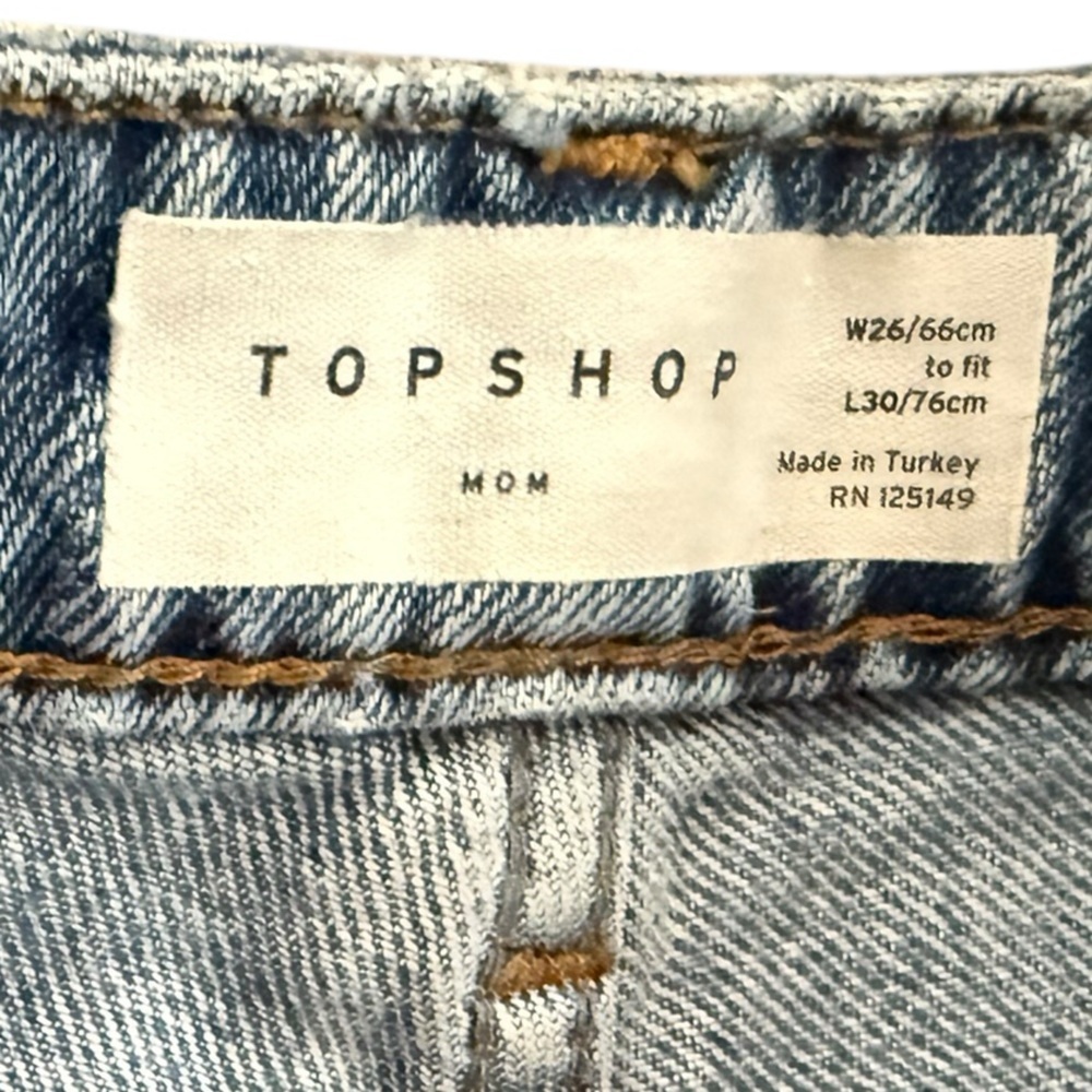 Topshop mom jeans size 26 distressed in excellent like-new condition inseam = 27 - Picture 6 of 6